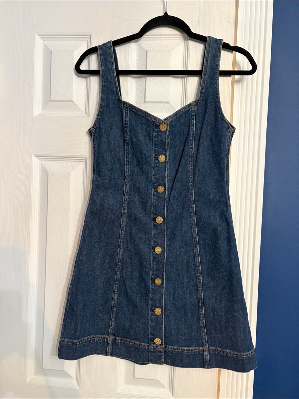 ALICE + OLIVIA Sweetheart Neckline Denim Mini Dress - Danica Dark Indigo - sz 4 - Picture 4 of 5